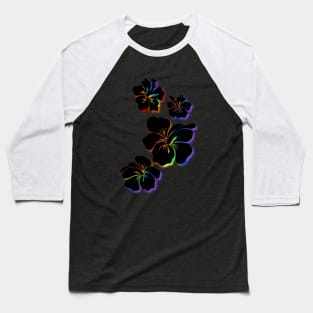 Hibiscus black with rainbow accents Baseball T-Shirt